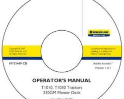 Operator's Manual on CD for New Holland Tractors model T1030