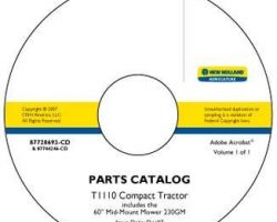 Parts Catalog on CD for New Holland Tractors model T1110