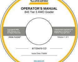 Operator's Manual on CD for Case Motor graders model 845