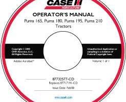Operator's Manual on CD for Case IH Tractors model PUMA 180