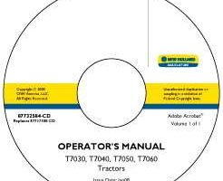 Operator's Manual on CD for New Holland Tractors model T7050