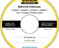 Service Manual on CD for New Holland CE WHEEL LOADERS model W50BTC