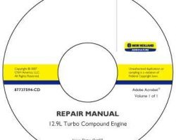 Engine Service Manual on CD for New Holland Tractors model T9050