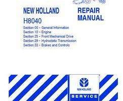 Service Manual for New Holland Windrowers model H8040