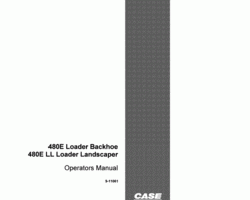 Case Loader backhoes model 480ELL Operator's Manual