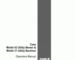 Case Loader backhoes model 31 Operator's Manual