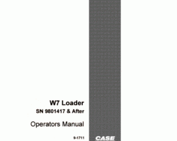 Case Wheel loaders model W7 Operator's Manual