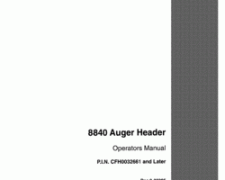 Operator's Manual for Case IH Headers model 8840