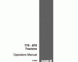 Operator's Manual for Case IH Tractors model 870