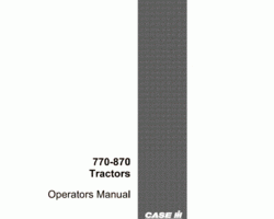 Operator's Manual for Case IH Tractors model 870