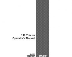 Operator's Manual for Case IH Tractors model 118