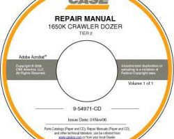 Service Manual on CD for Case Dozers model 1650K
