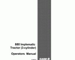 Operator's Manual for Case IH Tractors model 880