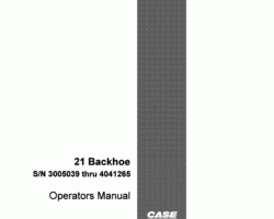 Case Loader backhoes model 210B Operator's Manual
