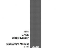 Case Wheel loaders model 648 Operator's Manual