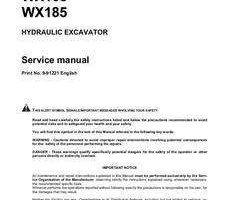 Case Excavators model WX185 Service Manual