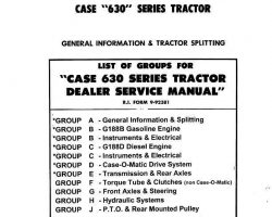Service Manual for Case IH Tractors model 630