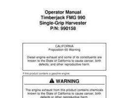 Operators Manuals for Timberjack Series model 990 Wheeled Harvesters