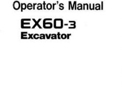 Hitachi Ex-3 Series model Ex60-3 Excavators Owner Operator Manual