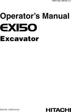 Hitachi Ex-series model Ex150 Excavators Owner Operator Manual