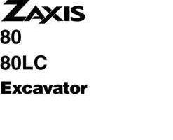 Hitachi Zaxis Series model Zaxis80 Excavators Owner Operator Manual
