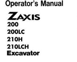 Hitachi Zaxis Series model Zaxis200 Excavators Owner Operator Manual