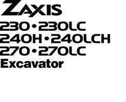 Hitachi Zaxis Series model Zaxis240h Excavators Owner Operator Manual
