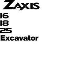 Hitachi Zaxis Series model Zaxis18 Excavators Owner Operator Manual