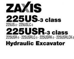 Hitachi Zaxis-3 Series model Zaxis225us-3 Excavators Owner Operator Manual