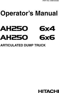 Hitachi Ah Series model Ah250 Articulated Dump Trucks Owner Operator Manual