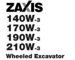 Hitachi Zaxis-3 Series model Zaxis170w-3 Excavators Owner Operator Manual