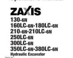 Hitachi Zaxis-6 Series model Zaxis250lc-6n Excavators Owner Operator Manual