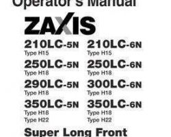 Hitachi Zaxis-6 Series model Zaxis350lc-6n Excavators Owner Operator Manual