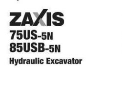 Hitachi Zaxis-5 Series model Zaxis85usb-5n Excavators Owner Operator Manual