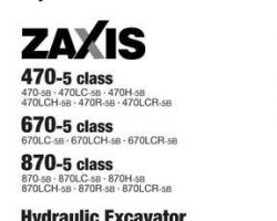Hitachi Zaxis-5 Series model Zaxis470-5 Excavators Owner Operator Manual