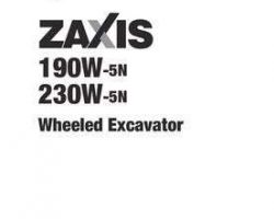 Hitachi Zaxis-5 Series model Zaxis190w-5n Excavators Owner Operator Manual