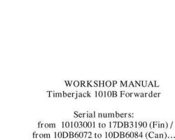 Timberjack B Series model 1010b Forwarders Service Repair Technical Manual