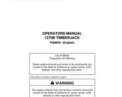 Operators Manuals for Timberjack B Series model 1270b Wheeled Harvesters