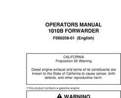 Operators Manuals for Timberjack B Series model 1010b Forwarders