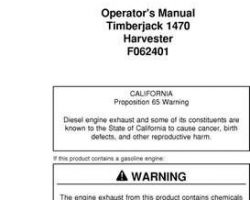 Operators Manuals for Timberjack Series model 1470 Wheeled Harvesters