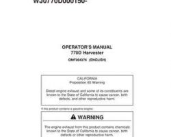 Operators Manuals for Timberjack D Series model 770d Wheeled Harvesters