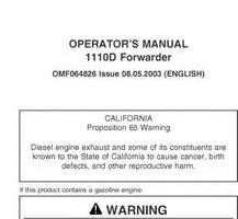 Operators Manuals for Timberjack D Series model 1110d Forwarders