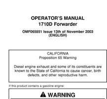 Operators Manuals for Timberjack D Series model 1710d Forwarders