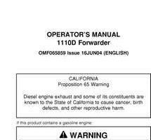 Operators Manuals for Timberjack D Series model 1110d Forwarders