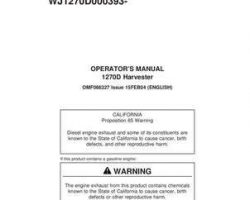 Operators Manuals for Timberjack D Series model 1270d Wheeled Harvesters