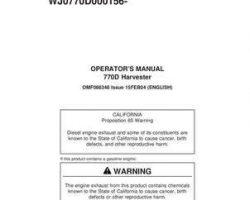 Operators Manuals for Timberjack D Series model 770d Wheeled Harvesters