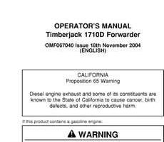 Operators Manuals for Timberjack D Series model 1710d Forwarders