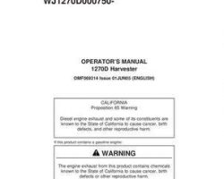 Operators Manuals for Timberjack D Series model 1270d Wheeled Harvesters