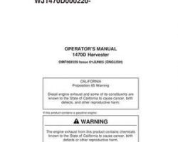 Operators Manuals for Timberjack Ch8 Series model 1470d Wheeled Harvesters