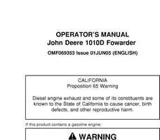 Operators Manuals for Timberjack D Series model 1010d Forwarders